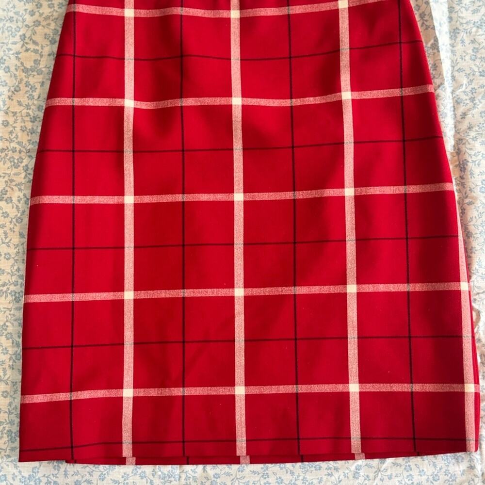 Ann Taylor Red and Cream Mini Pencil Skirt for Casual Wear